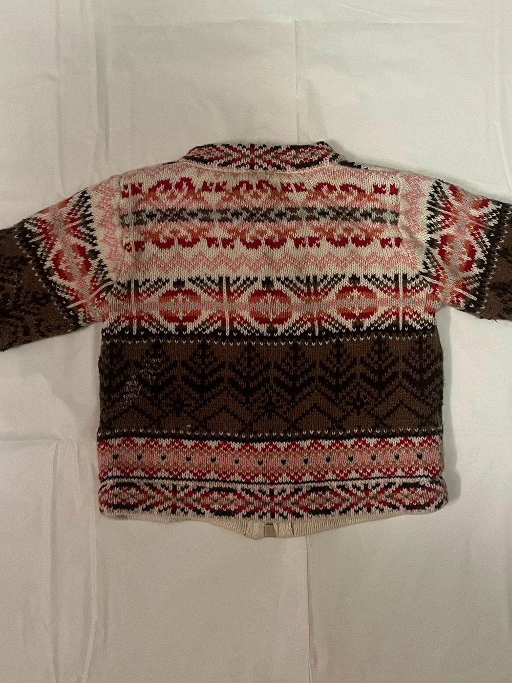 GAP Baby Vintage Y2K Knit Jacket - Brown, Pink & Cream 3-6 months